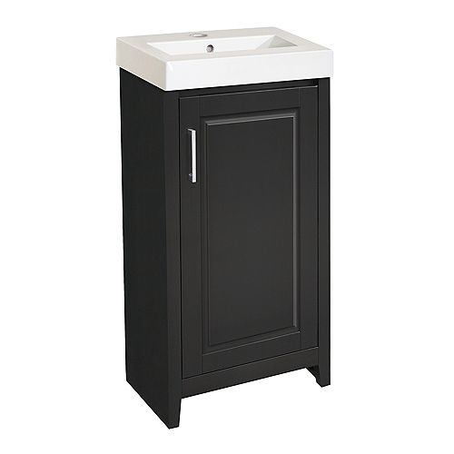 Simard 17.50-inch W 1-Door Freestanding Vanity in Black With Top in White