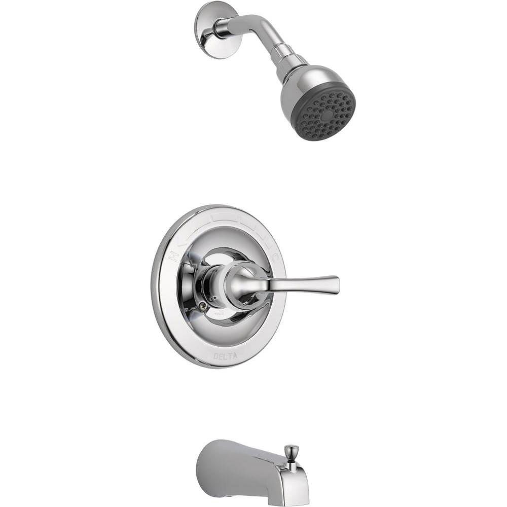 Delta Foundations Single Handle 1 Spray Tub And Shower Faucet In Chrome Valve Included The Home Depot Canada