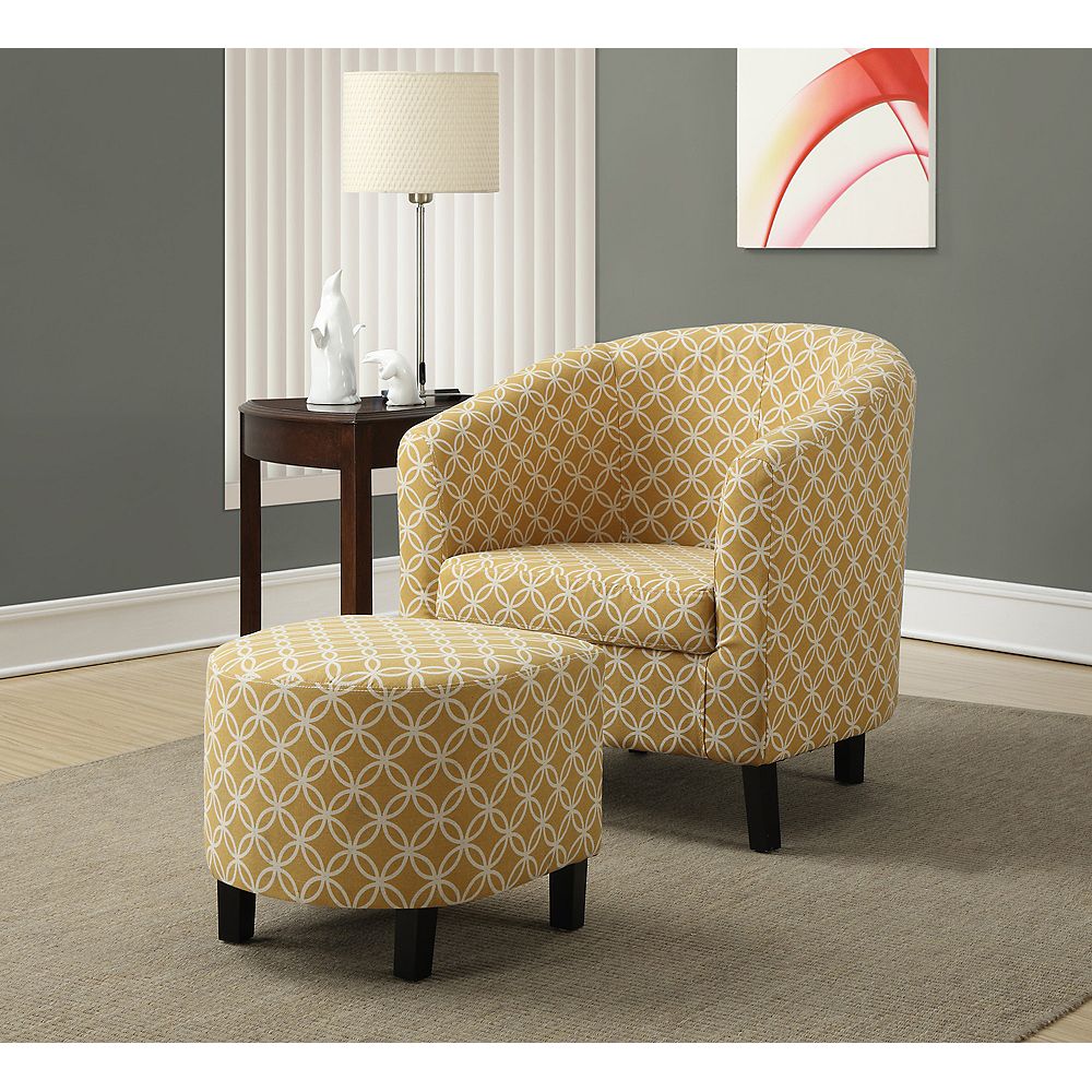 Monarch Specialties Contemporary Cotton Accent Chair In Yellow The Home Depot Canada