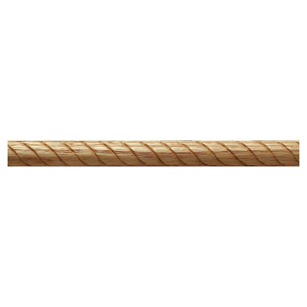 Ornamental Mouldings Oak Rope Trim Moulding 3/8 x 3/4 x 48 Inches