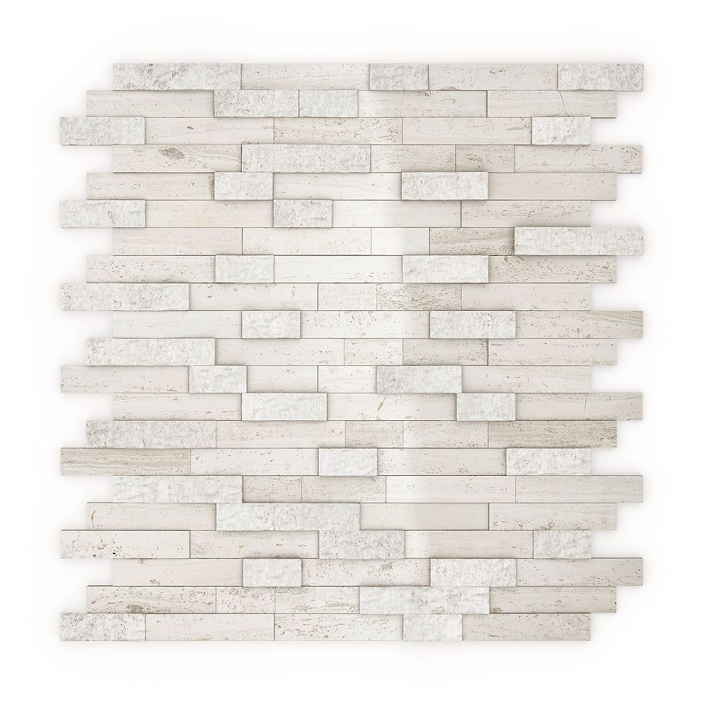 Speedtiles Himalayan 1177 Inch X 1157 Inch Marble Self Adhesive Wall Mosaic Tile The Home Depot Canada