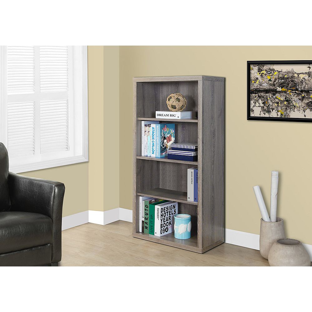 Monarch Specialties 4Shelf Manufactured Wood Bookcase in Beige The Home Depot Canada