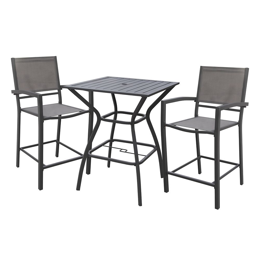 Hampton Bay White Rock High Patio Dining Chair in Grey (2-Pack) | The Home Depot Canada