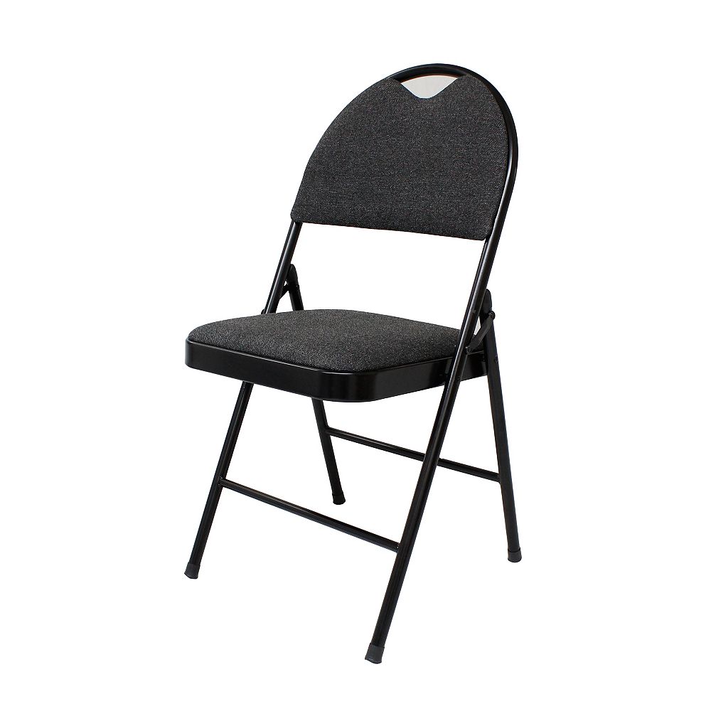 HDG Folding Chair with Fabric Cushion in Black | The Home Depot Canada
