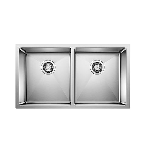 QUATRUS R15 U 2, Double Bowl Undermount Kitchen Sink, Stainless Steel