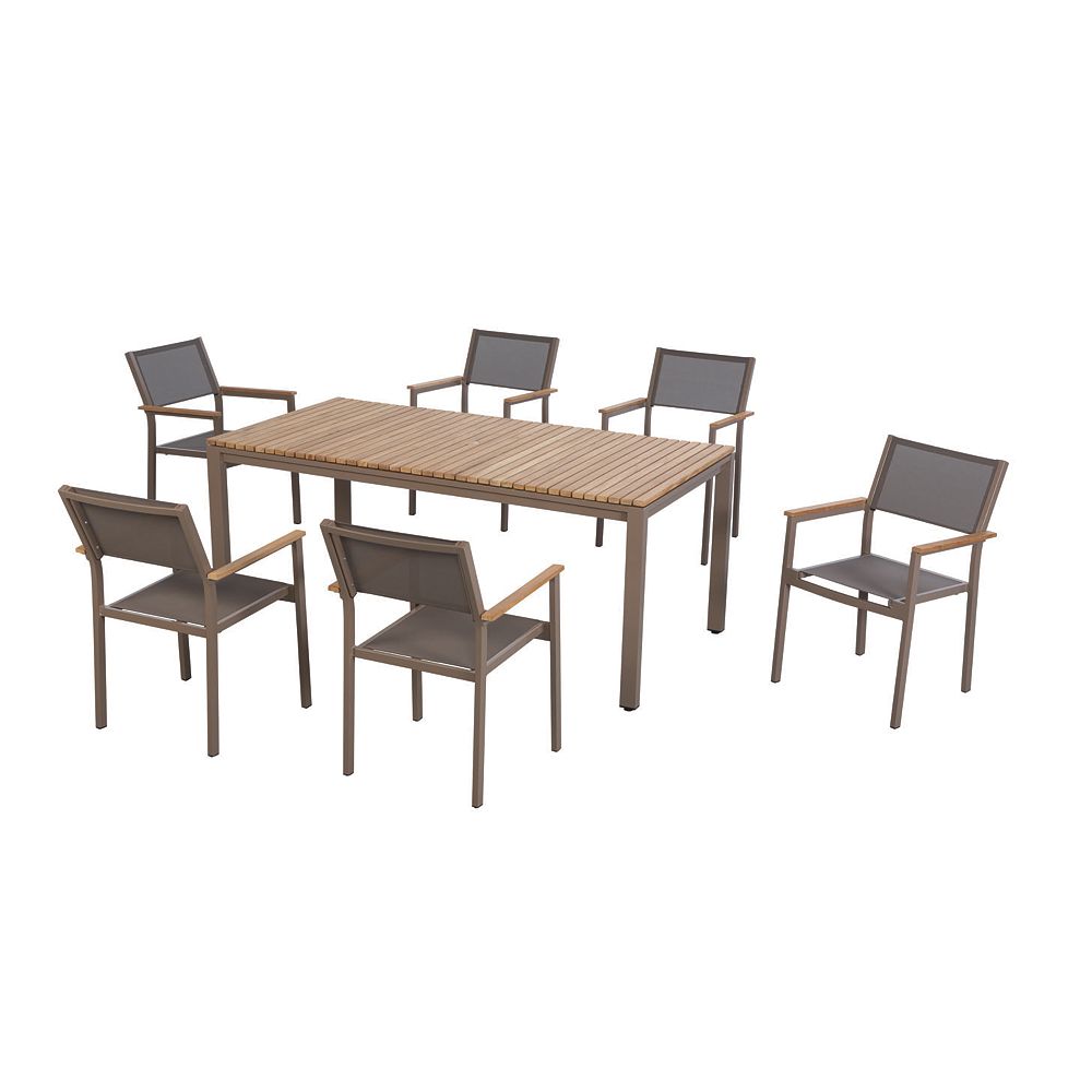 Hampton Bay Barnsdale Teak 7Piece Patio Dining Set The Home Depot Canada