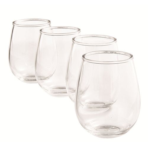 Set of 4 Plastic Stemless Wine Glasses