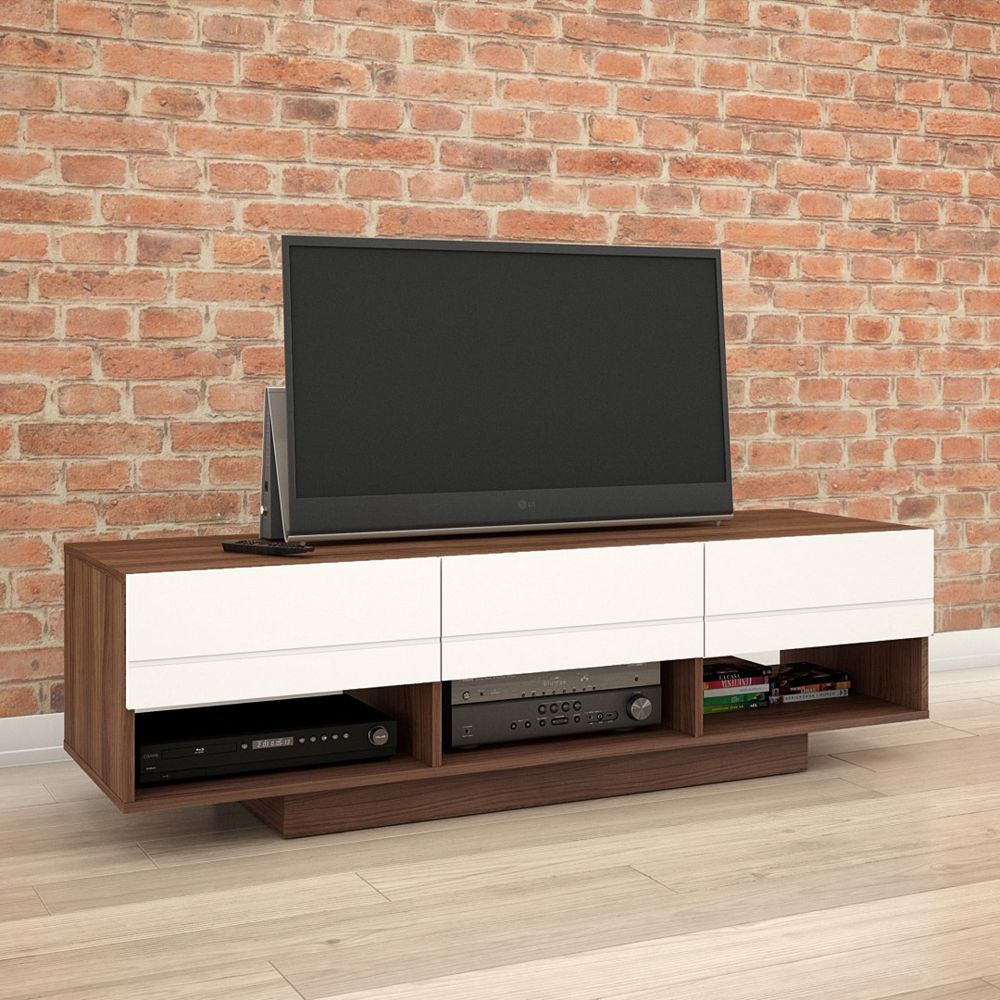 Nexera Nexera Sequence 60inch TV Stand in Walnut and White The Home