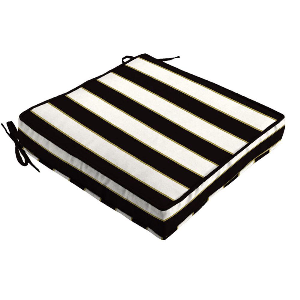 Hampton Bay Outdoor Seat Cushion Black, Black And White Outdoor Dining Chair Cushions
