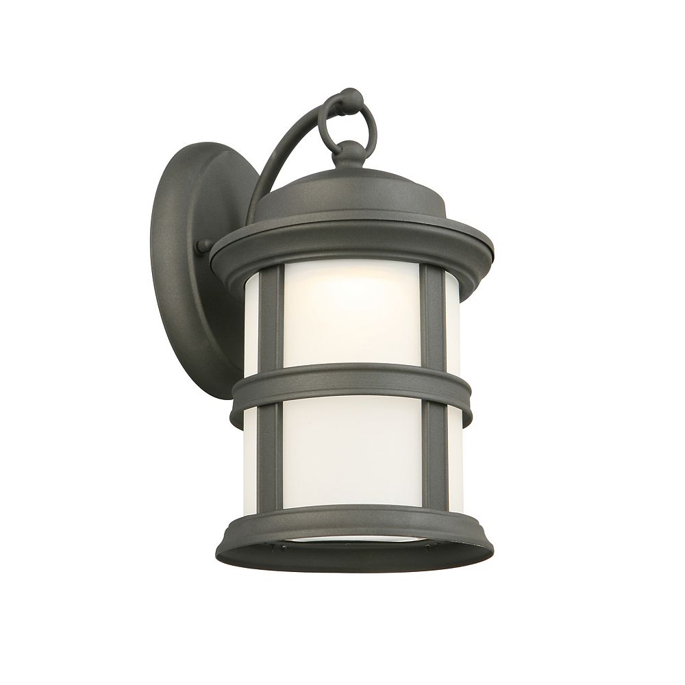 Hampton Bay 1 Light Black Led Outdoor Wall Lantern With Frosted Glass Shade Energy Star The Home Depot Canada Hampton Bay 1 Light Black Led Outdoor, How To Clean Outdoor Glass Light Fixtures