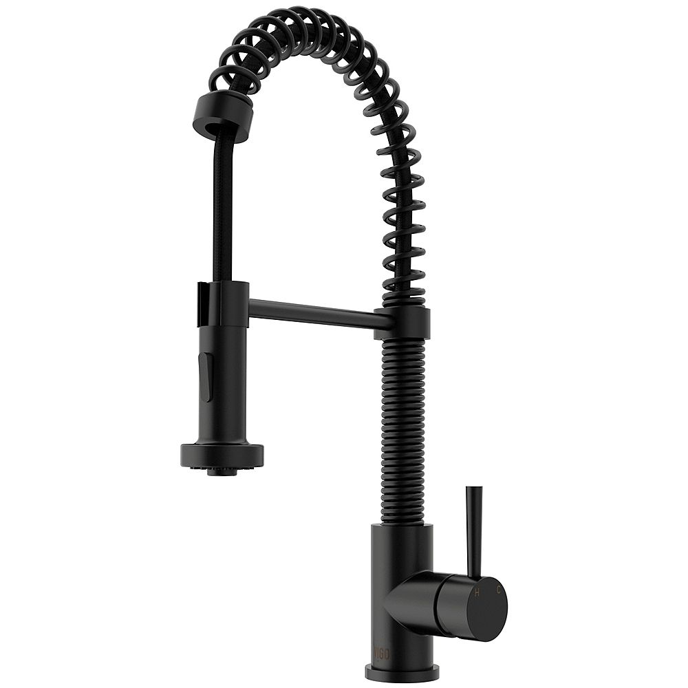 Vigo Edison Single Handle Pull Down Sprayer Kitchen Faucet In Matte Black The Home Depot Canada
