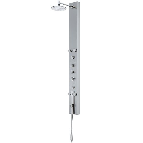 Dilana 66.875 in 6-Jet High Pressure Shower Panel System with Fixed Rainhead and Handheld Dual Shower in Stainless Steel