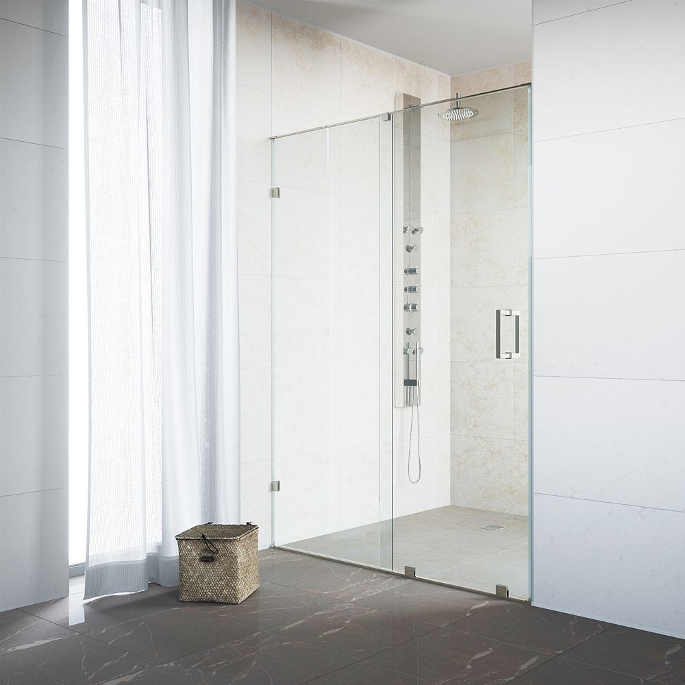 Porte De Douche Sans Cadre VIGO Ryland 58 à 60 po. L x 73 po H porte de douche coulissante sans