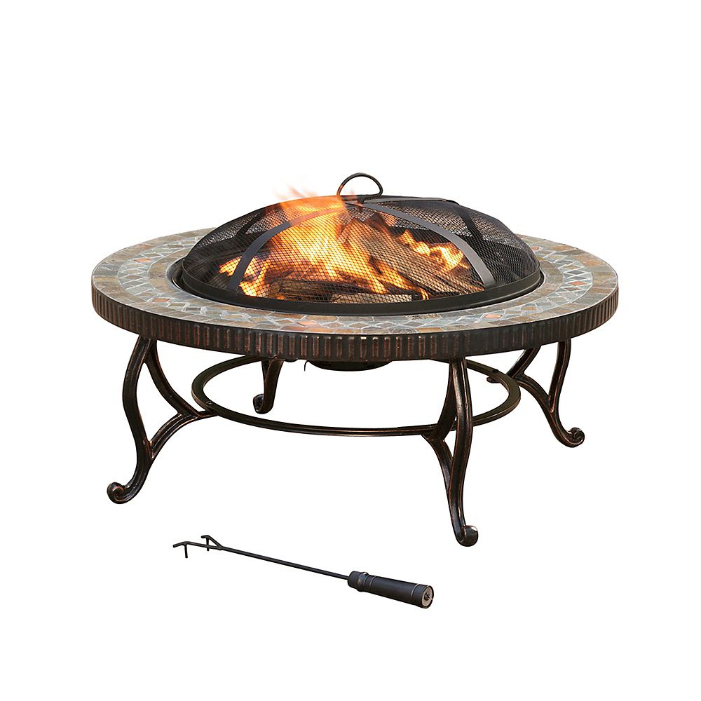 Pleasant Hearth Elizabeth 34 Inch Round Slate Fire Pit The Home Depot Canada