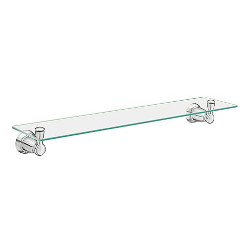 Banbury Wall-Mount Clear Glass Shelf in Chrome