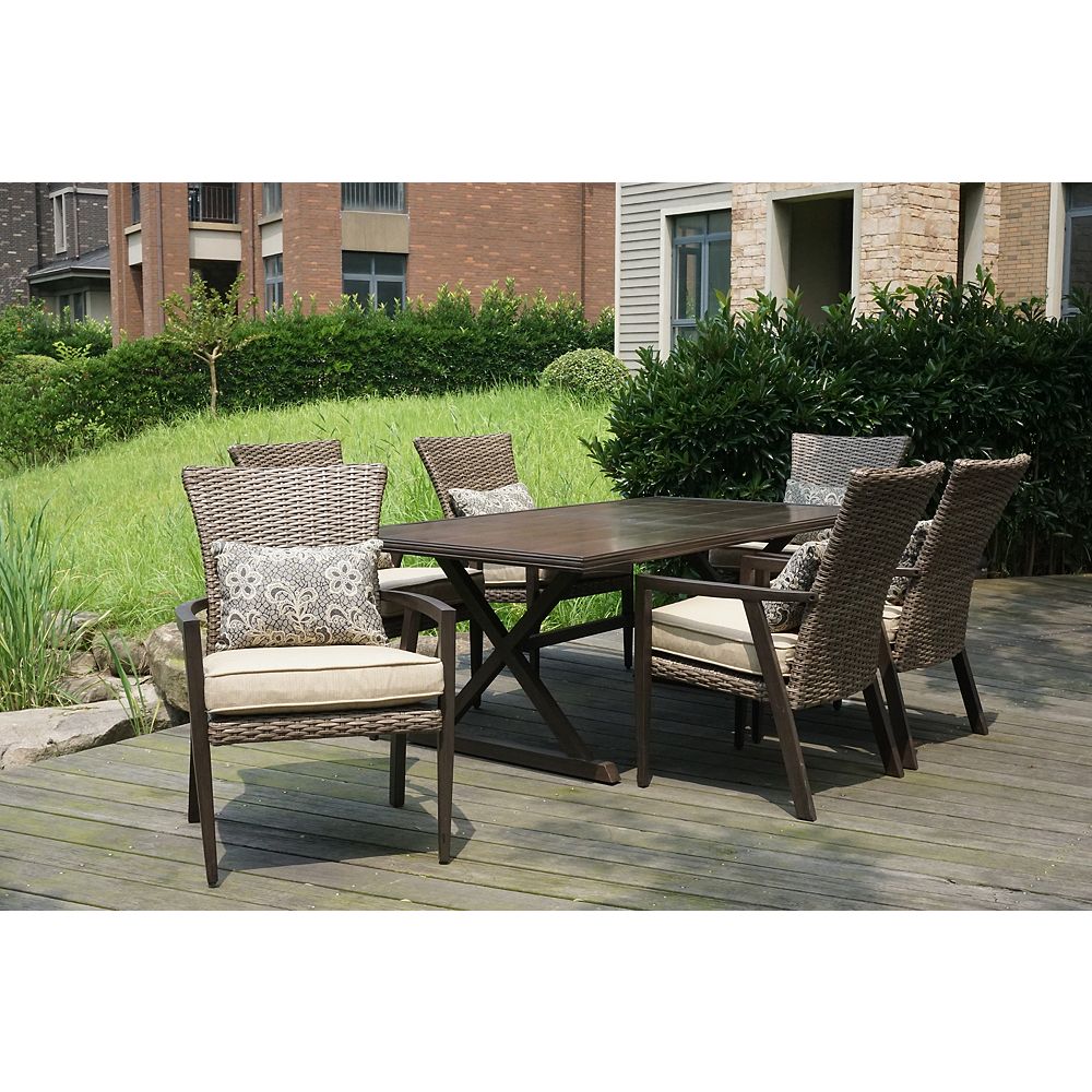 Hampton Bay Thousand Oaks 7-Piece Patio Dining Set | The ...