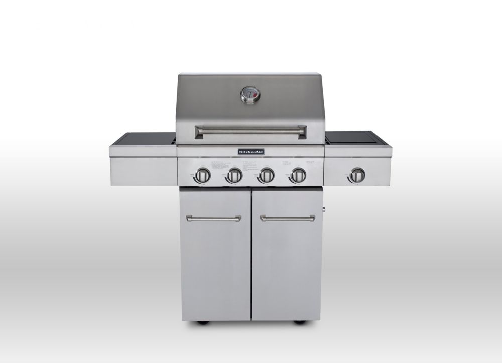 premium 4 burner gas bbq with side burner