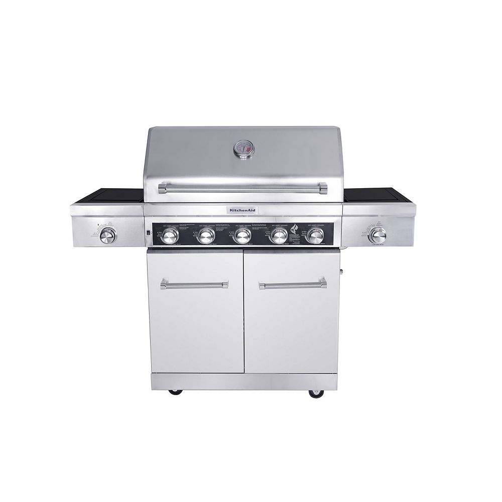 Kitchenaid 5 Burner Propane Gas Bbq With Side Sear Burner And Side Burner The Home Depot Canada