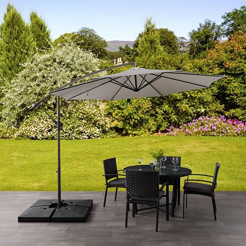 9.5 ft. UV Resistant Offset Sand Grey Patio Umbrella