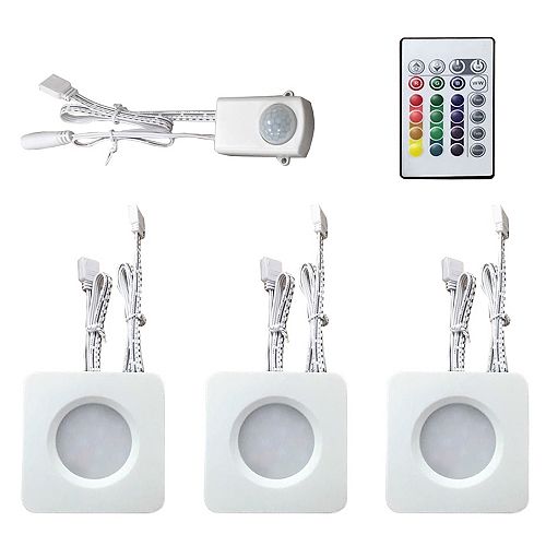 Commercial Electric LED Square Puck Lights With 3 AAA Battery 3PK The