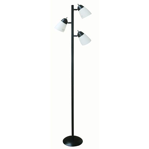 64.5-inch Black Track Tree Floor Lamp with 3 Plastic Shades