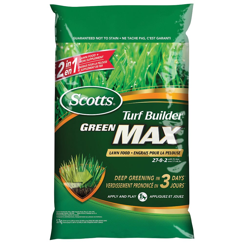 Scotts Turf Builder Green MAX Lawn Food 27-0-2 with 5% Iron 5.7 kg (350