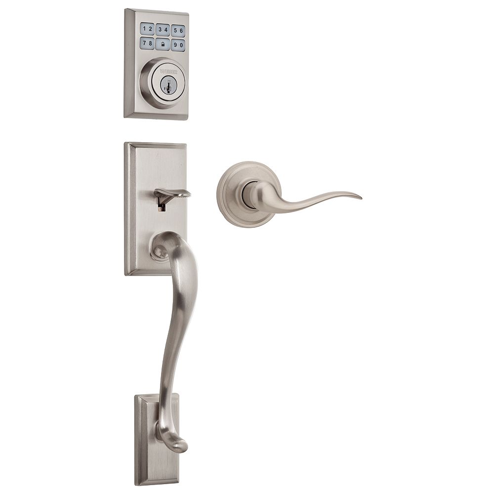 Weiser Hawthorne SmartCode Satin Nickel Single Cylinder Keyless Entry Handleset with Toluc