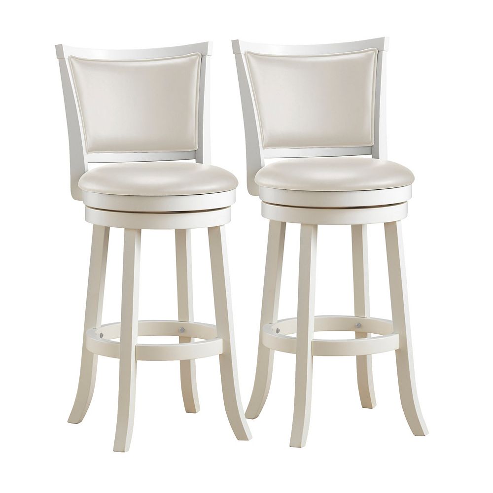 Corliving Woodgrove Solid Wood White, White Leather Bar Stools Kmart