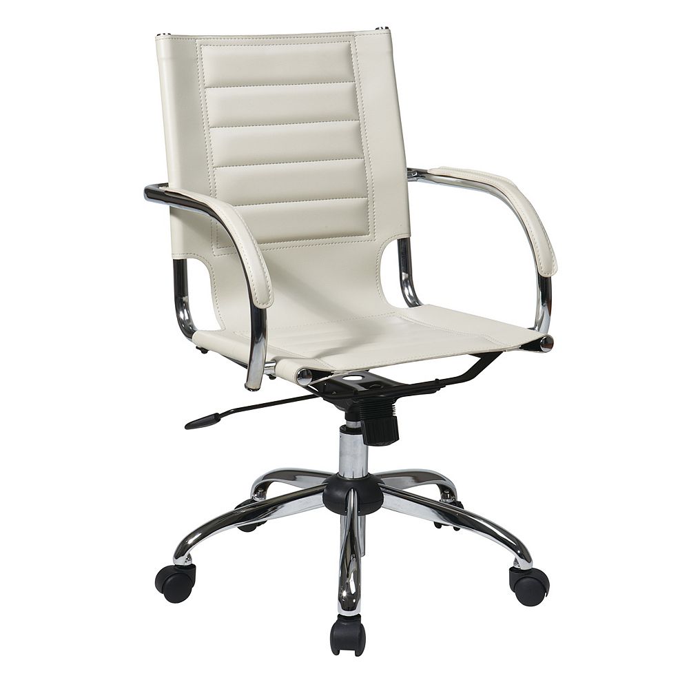 Avenue Six Cream Trinidad Office Chair with Padded Arms and Chrome