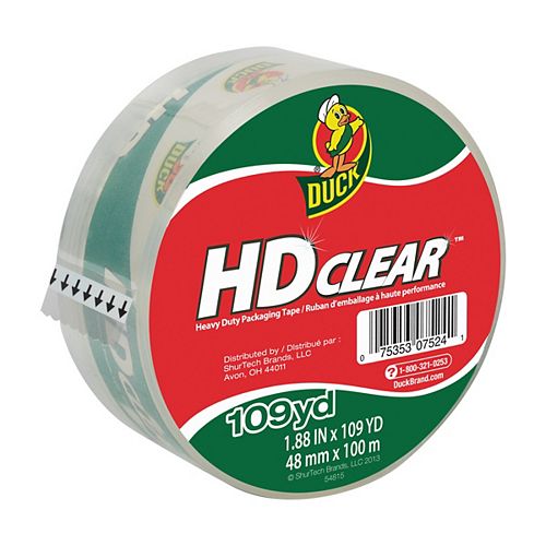 Duck Brand HD Clear Heavy Duty Packaging Tape, 1.88 inch x 109 yds., Clear