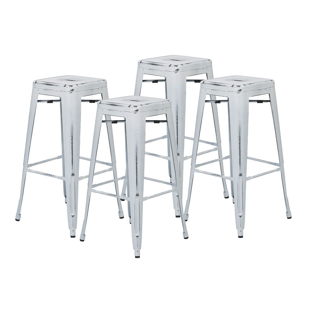 OSP Designs Bristow Metal Chrome Industrial Backless Armless Bar Stool
