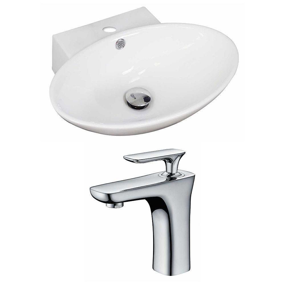 American Imaginations 21inch W x 15inch D Oval Vessel Sink in White