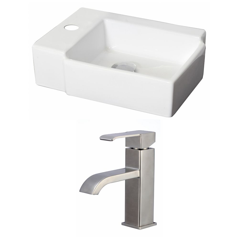 American Imaginations 16 1/4inch W x 12inch D Rectangular Vessel Sink in White with Sing