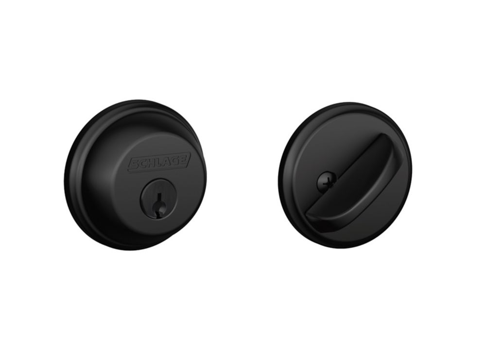 Schlage Single Matte Black Cylinder Deadbolt | The Home Depot Canada