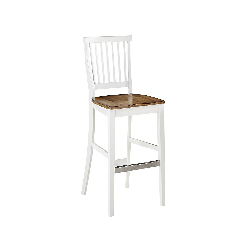 Home Styles Americana Solid Wood White Traditional Full Back Armless Bar Stool With Oak So The Home Depot Canada