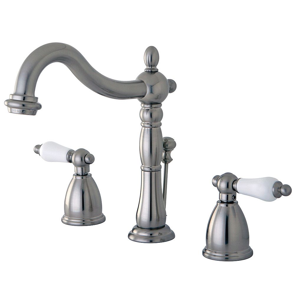 Kingston Brass Victorian Widespread 8 Inch 2 Handle High Arc Bathroom Faucet In Satin Ni The Home Depot Canada