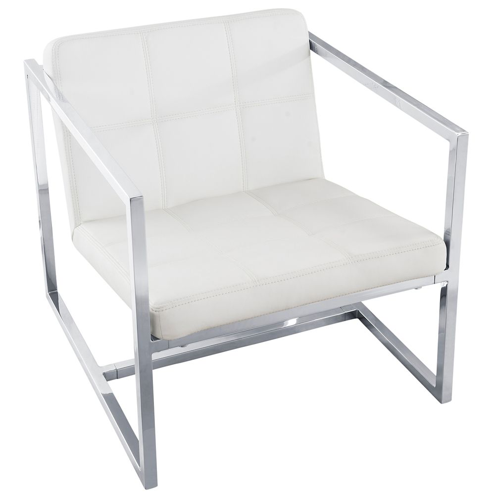 !nspire Parker Bonded Leather Accent Chair White The Home Depot Canada