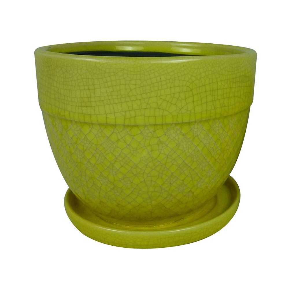 Trendspot 6 inch Acorn Bell Ceramic Planter, Yellow The Home Depot Canada