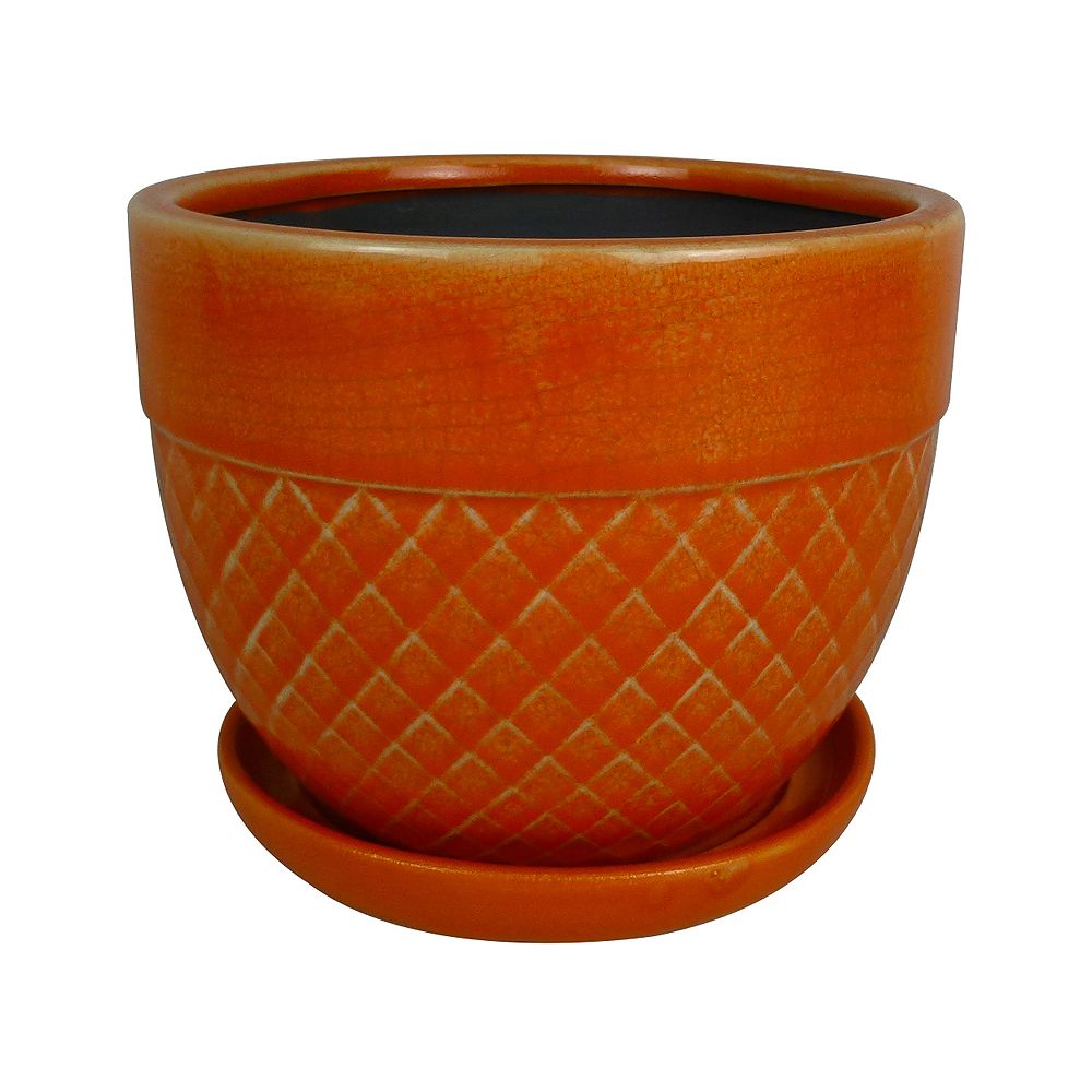 Trendspot 6 inch Acorn Bell Ceramic Planter, Orange The Home Depot Canada