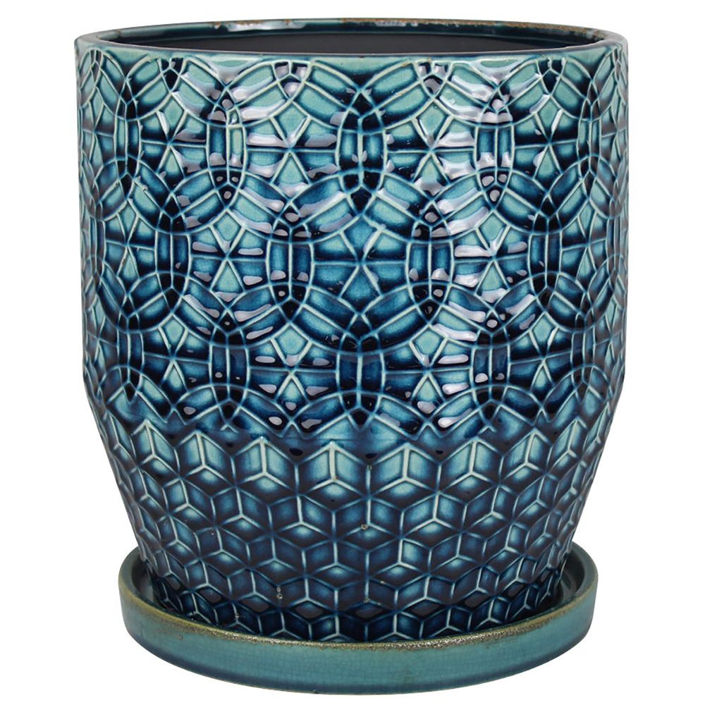 Trendspot 10 Inch Rivage Ceramic Planter Blue The Home Depot Canada   P 1000856075 