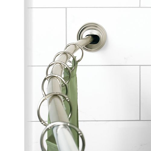 Zenna Home NeverRust 50-inch to 72-inch Aluminum Adjustable Tension Mount Curved Shower Rod in Satin Nickel