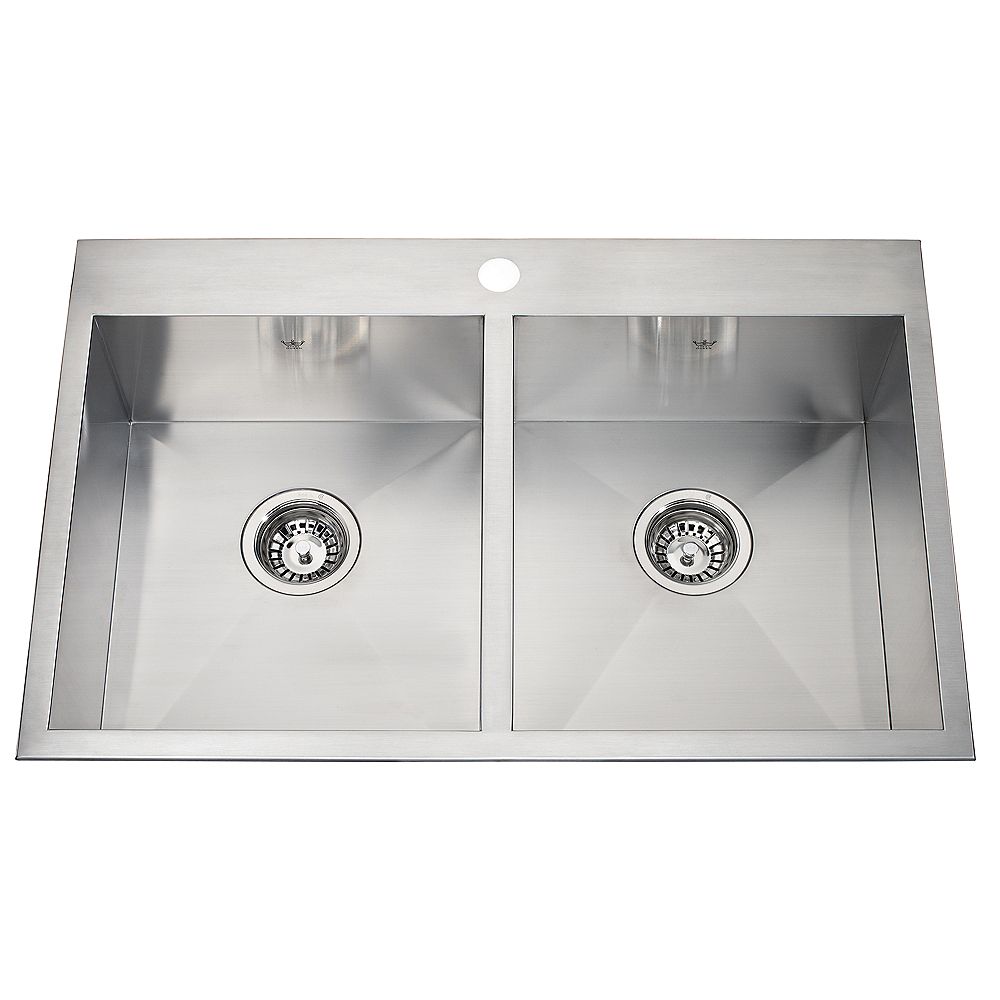 Kindred 20 Ga HandFab DM double sink 1 hole drilling The Home Depot