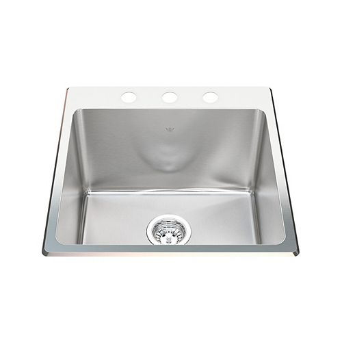 Kindred Kindred Utility Collection 20.13-in LR x 20.56-in FB x 12-in DP Dualmount Single Bowl 3-Hole Stainless Steel Laundry Sink