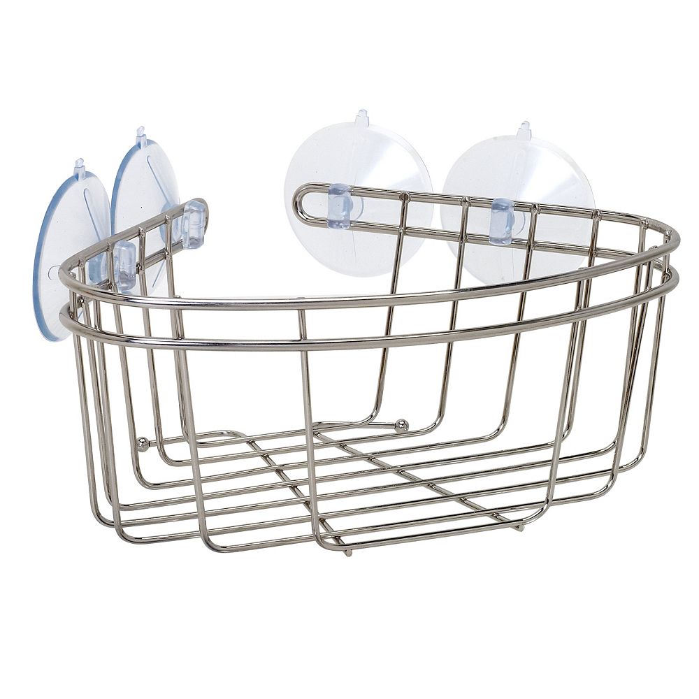 Zenith Products Zenna Home Corner Bath and Shower Basket in Brushed Nickel The Home Depot Canada