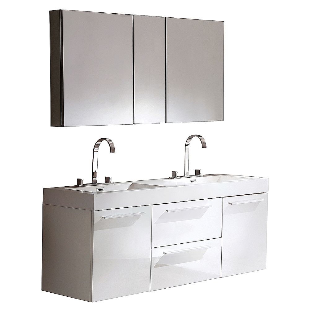 Fresca Onto White Modern Double, Contemporary Bathroom Vanity Cabinets Home Depot
