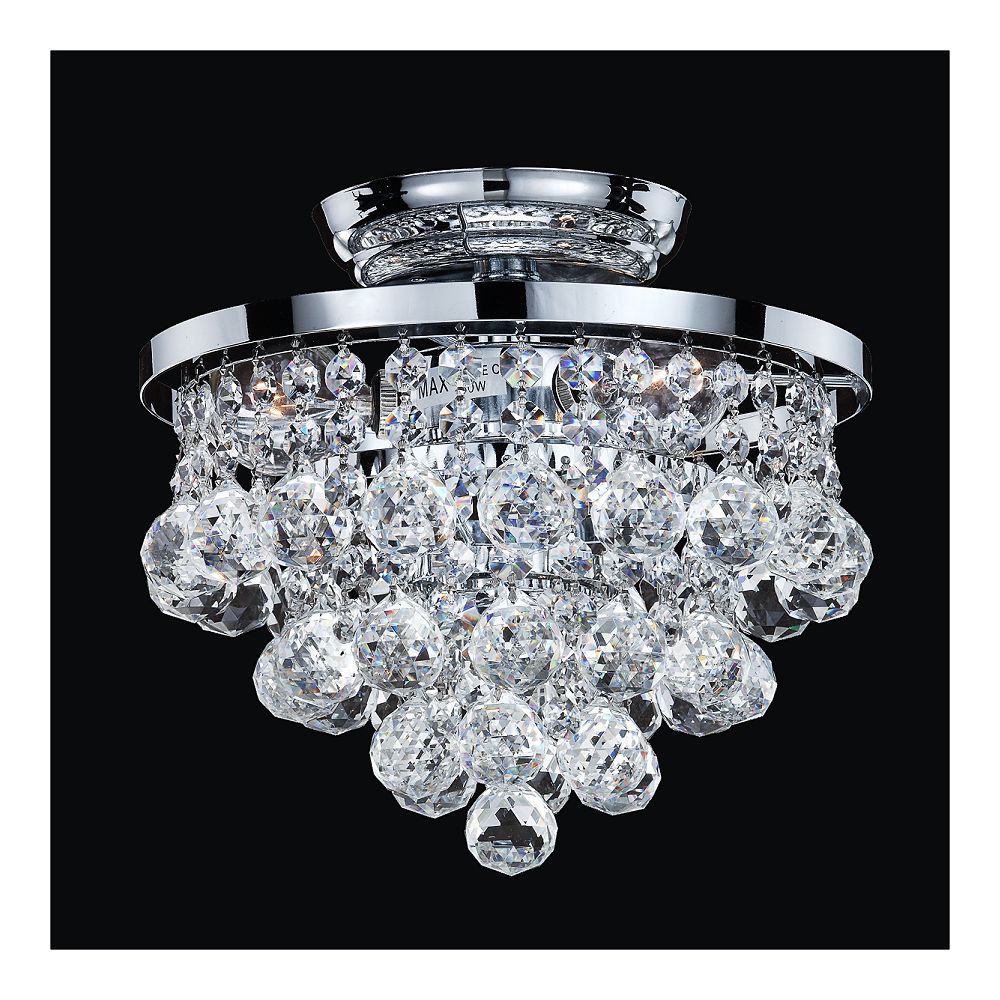 Glow Lighting Vista 3-Light Silver Pearl Incandescent Semi-Flush Mount ...