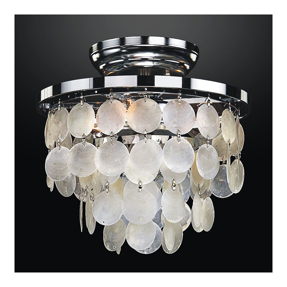 Glow Lighting 10-inch W Round Capiz Shell Flush Mount Light Fixture ...