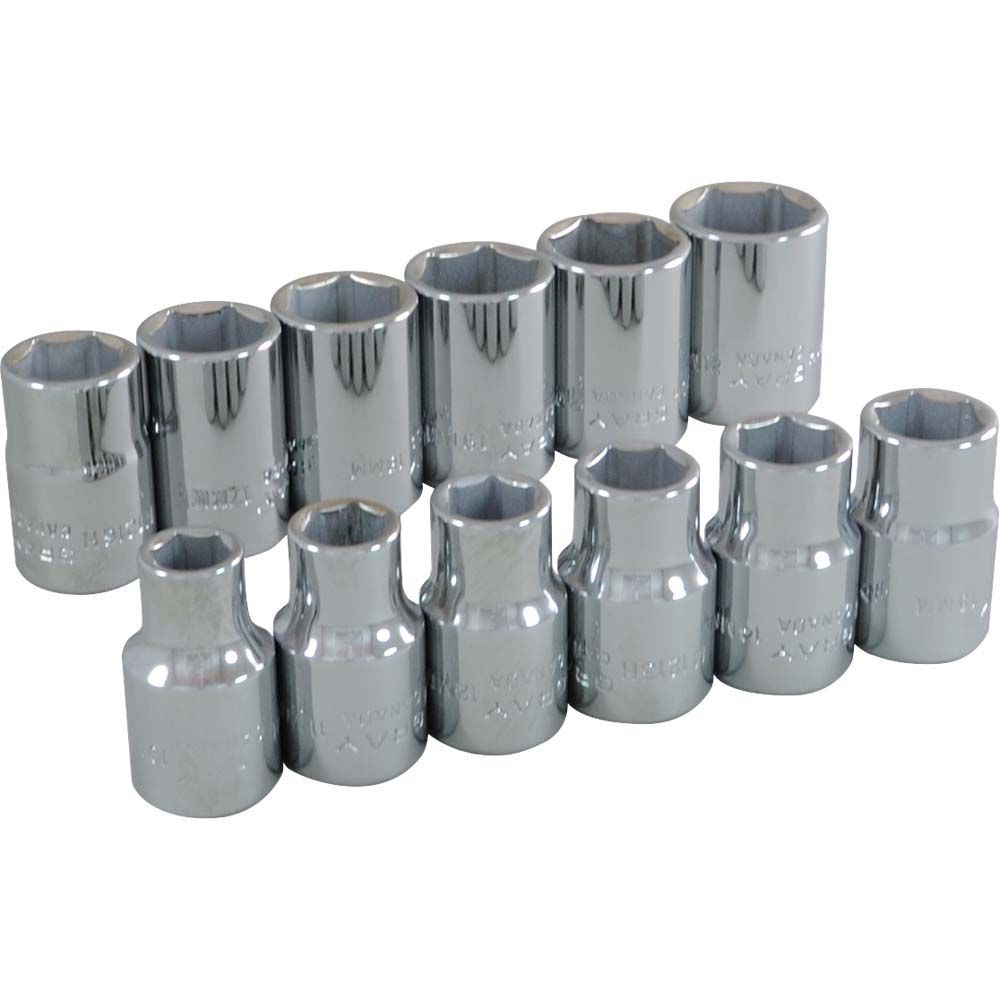GRAY TOOLS 12Piece Socket Set 1/2 Inch Drive 6 Point Standard Metric