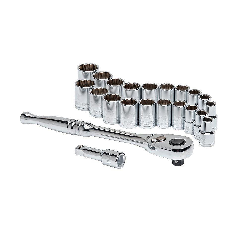 Husky 1 2 Inch Drive Ratchet And Sae Mm Socket Set 22 Piece The Home Depot Canada Husky 1 2 Inch Drive Ratchet And Sae Mm Socket Set 22 Piece The Home Depot Canada