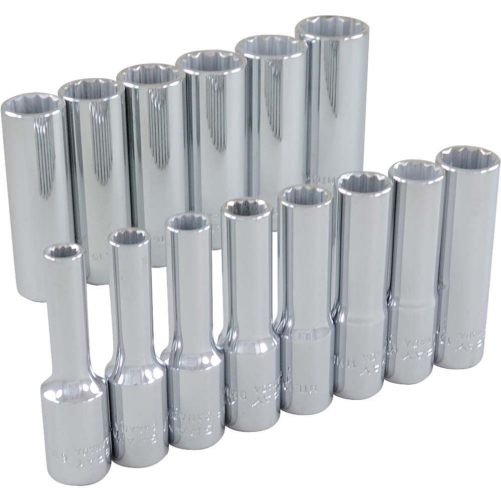 GRAY TOOLS 14Piece Socket Set 3/8 Inch Drive 12 Point Deep Metric